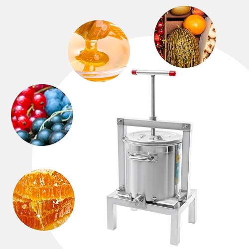 Miniatura 3 de DYRABREST Prensador y sidra de miel de frutas grandes de bricolaje, extractor de prensa de frutas para elaboración de vino y jugo con colador y cubo