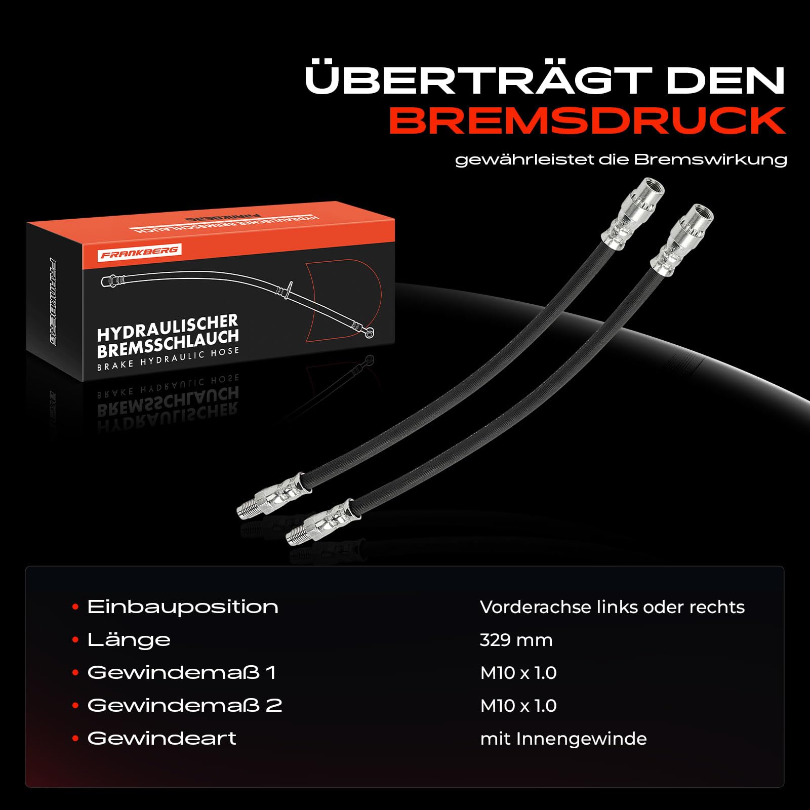 Frankberg 2x Bremsschlauch Bremsschläuche Vorne 300mm Kompatibel mit Logan LS San.dero Largus Kombi Rapid Kasten/MPV F40 G40 Super 5 B/C40 Safrane I B54 Replace# 7700308909