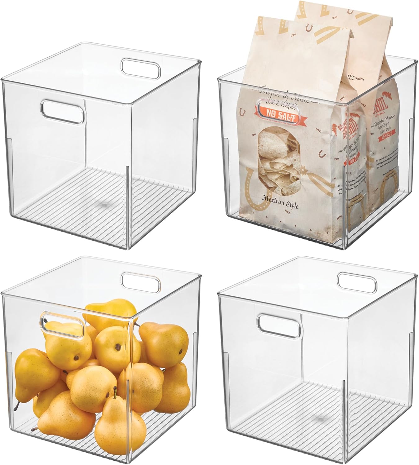 iDesign Pantry Storage Bin, Small Cube Organizer for Cabinet, Counter, or Fridge, Clear, Made in USA