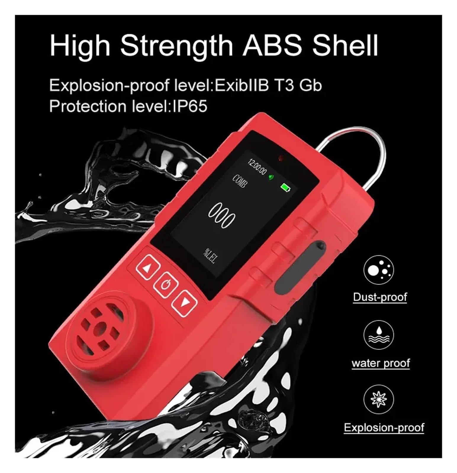 Detector de Gas, 1 Detector de Gas portátil Industrial H2/CO/H2S/O2, Detector de Gas, Alarma de Gas, Carga USB(H2S-0-100 PPM)