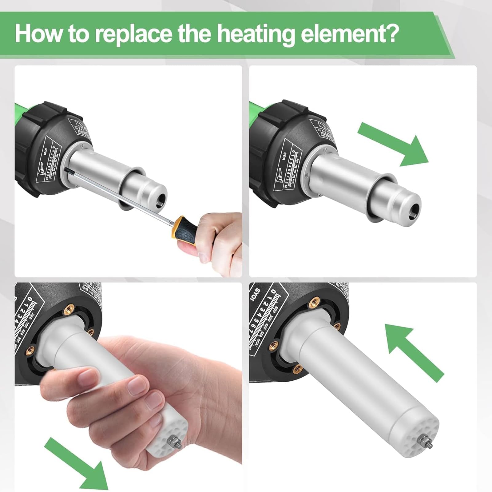 Pistola de calor para soldador de plástico, 1600 W, temperatura ajustable de 30 a 650 °C, ranuradora manual, volumen de aire de 260 l/min, ideal para reparar productos de plástico