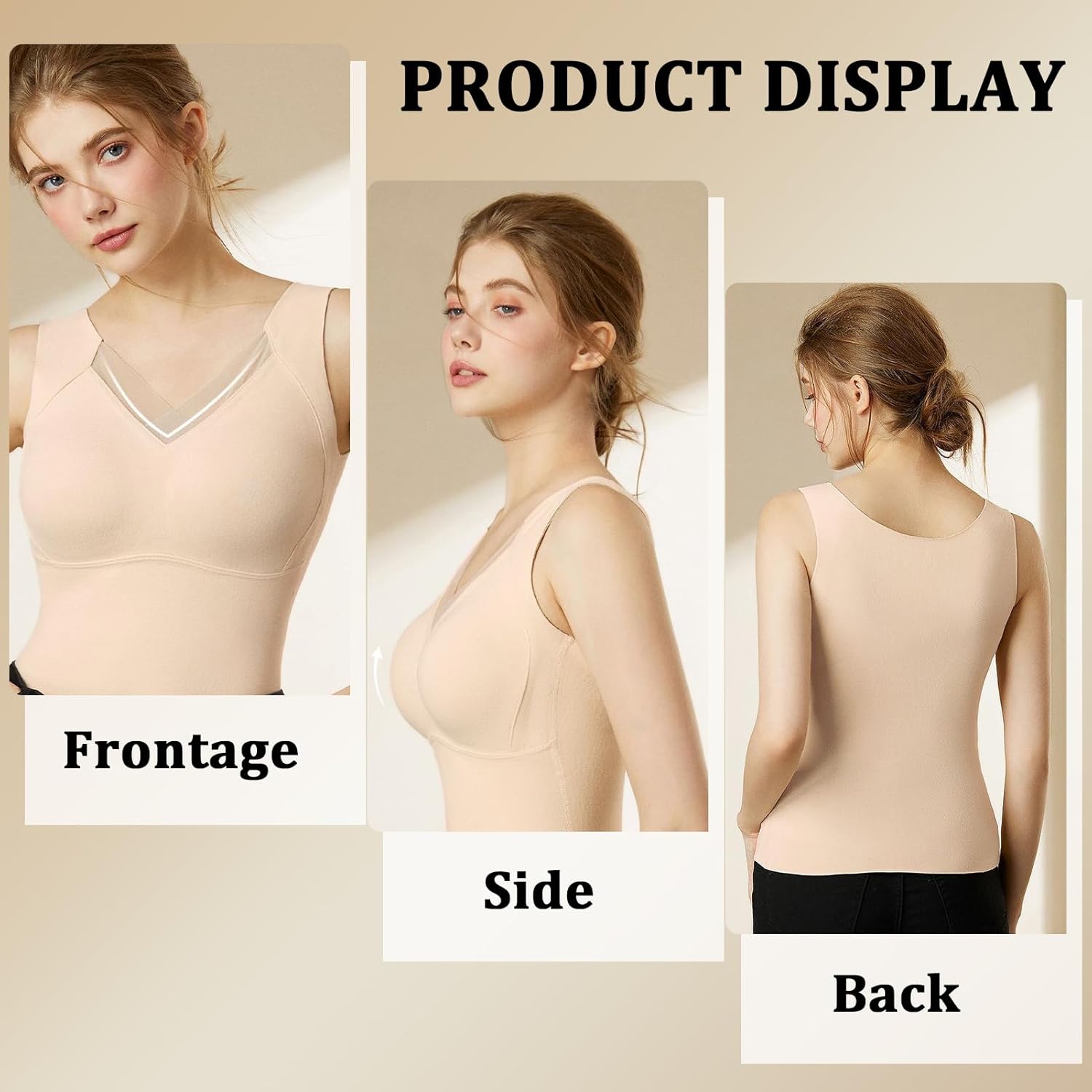 MIUPOO Women's Thermal Tank Tops Sleeveless Thermal Underwear Winter Warm Camisole Base with Built in Bra,1 Piece. - Image 4