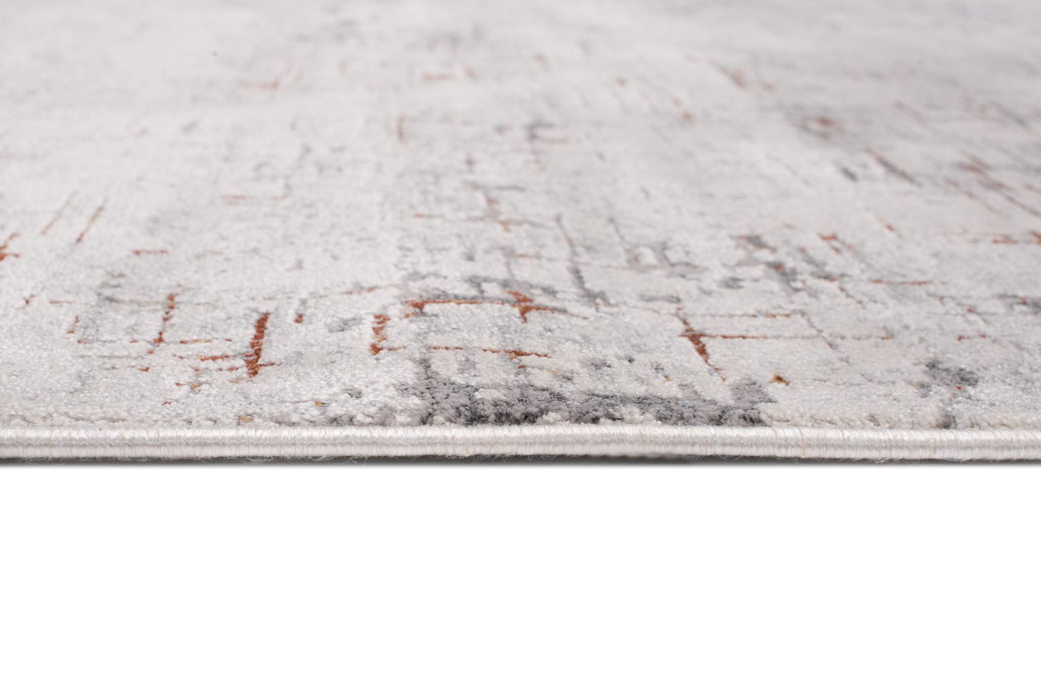 Tapiso Feyruz Tapis Salon Moderne Gris Roux Vintage Taches Doux 160x230
