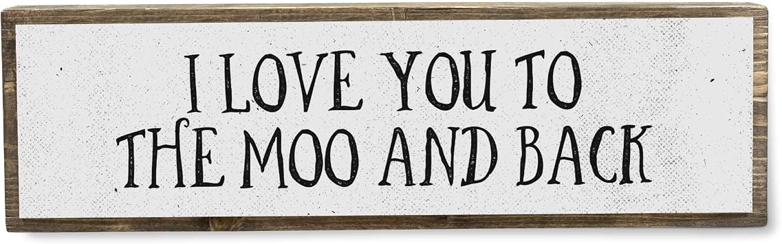 Cow Wooden Signs Medium - Wood And Metal, I Love You To The Moo And Back
