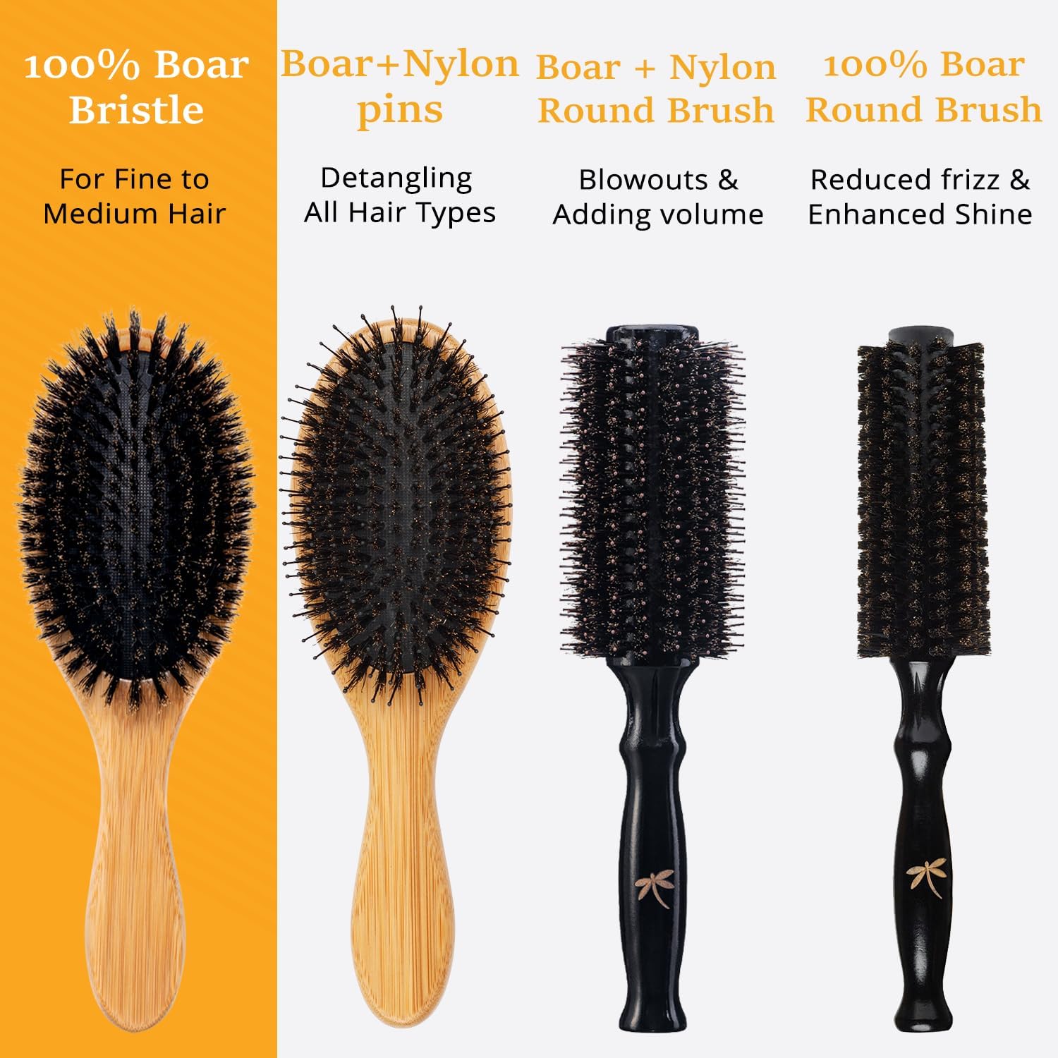 Belula Set spazzola per capelli. 100% setole cinghiale per capelli sottili e fini. Ripristina lucentezza e consistenza. Pettine in legno, borsa da viaggio e fascia per spa inclusi!