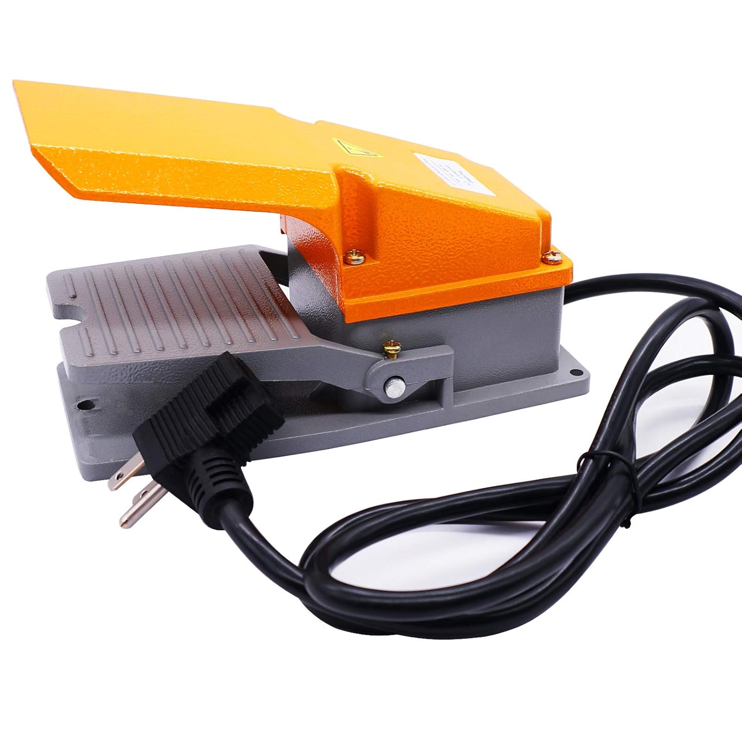 Twidec/Heavy Duty Foot Switch SPDT NO NC AC 380V 15A Electric Pedal Momentary Foot Pedal Switch with Foot Guard Aluminum Case 5-ft Cable with Piggyback Plug (3-Pronged) LT-4XCT
