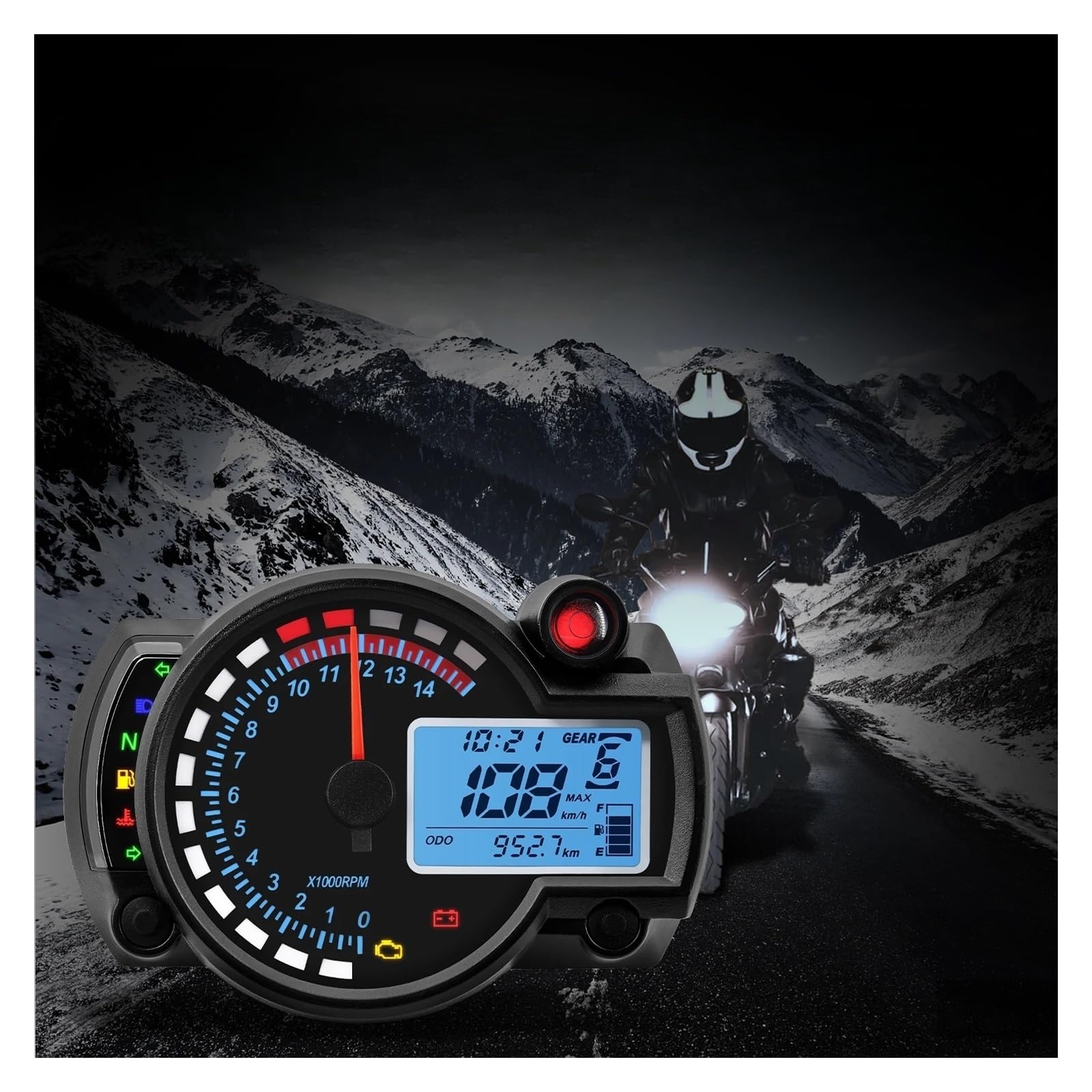 Cuentakilómetros Motocicleta Velocímetro Digital Universal para Motocicleta, con LED, para Tablero De Instrumentos, para Motocross, con Contador De Horas, Velocímetro Y Odómetro.