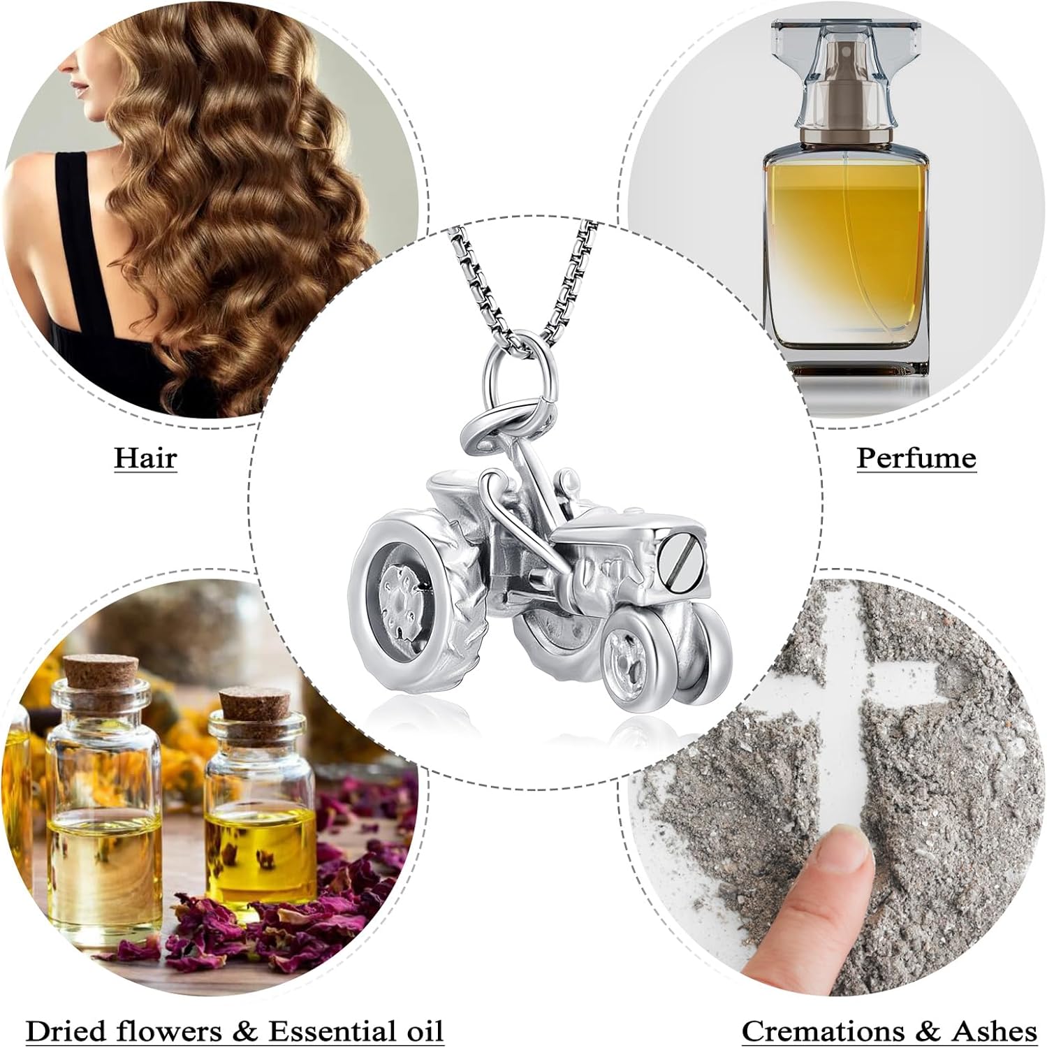 Oinsi Men Keepsake Jewelry Stainless Steel Farm Tractor Cremation Necklace For Ashes For Dad Memorial Urn Necklace Pendant - Image 6