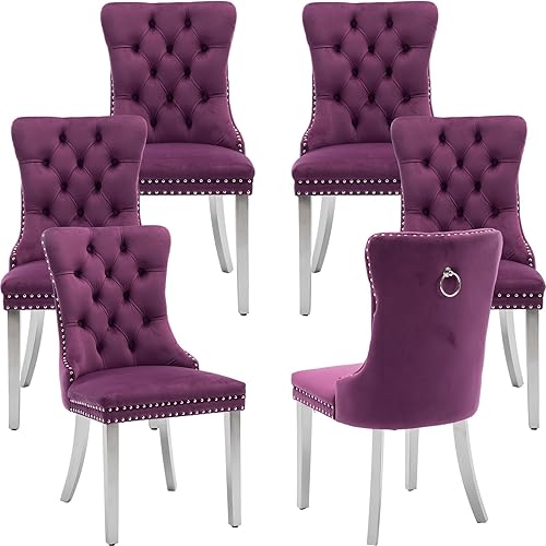 Miniatura 28 de Juego de 2 sillas de comedor modernas de mediados de siglo, sillas de cocina tapizadas en terciopelo color azul marino, sillas para cocina y 042