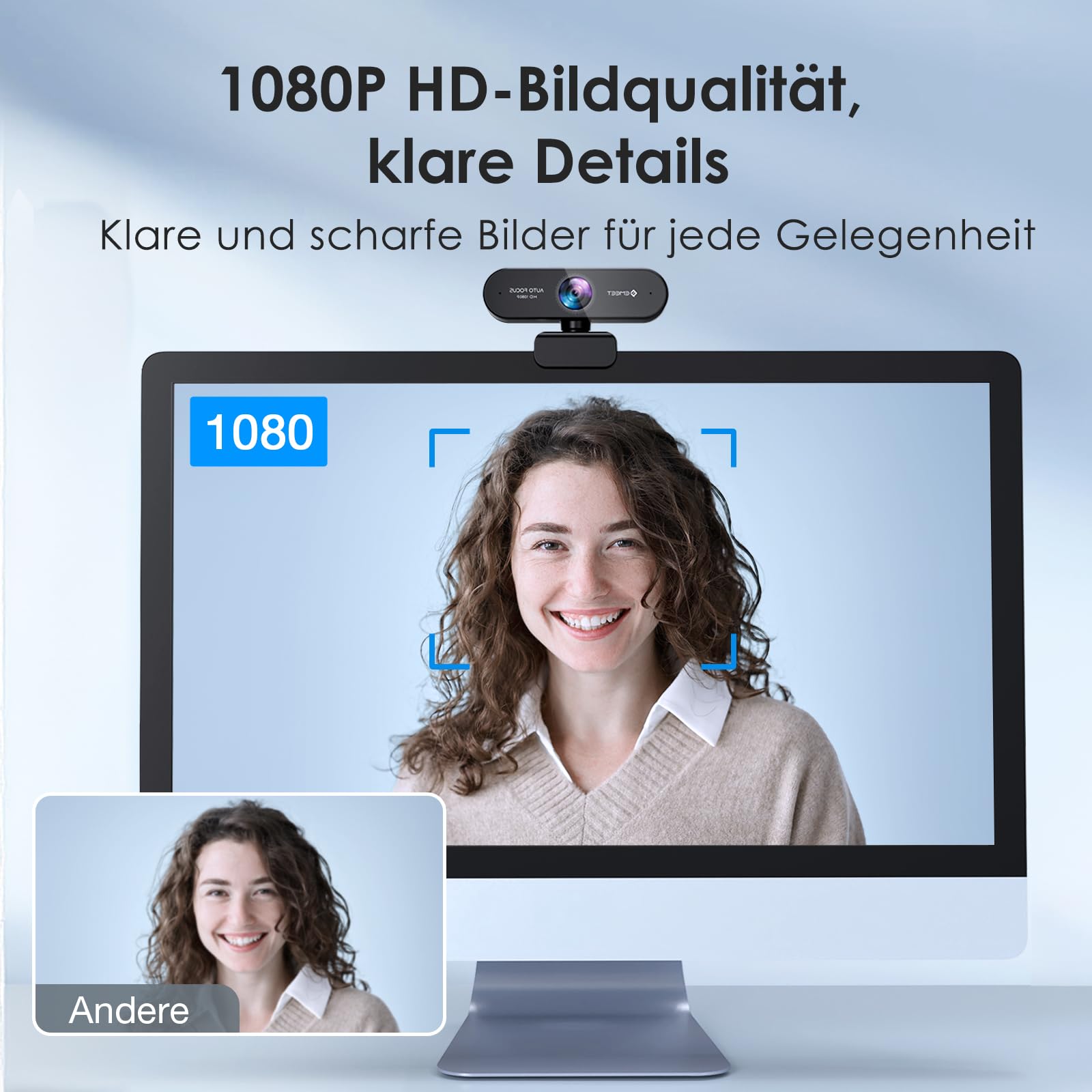 EMEET NOVA Webcam 1080P Full HD Autofokus 96° Weitwinkel Rauschunterdrückung