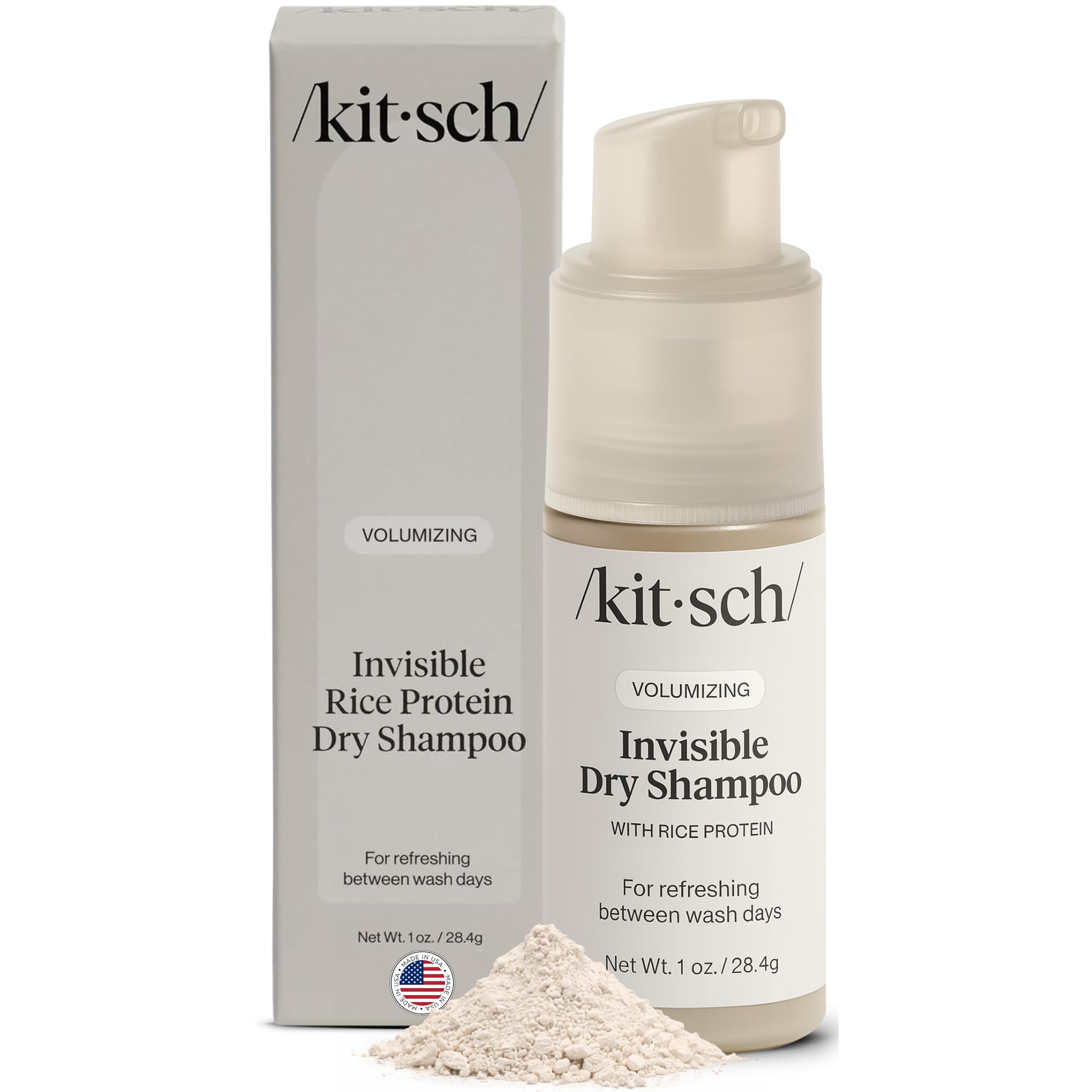 Kitsch Volumizing Rice Protein Dry Shampoo Powder - Dry Shampoo for Women & Men, No White Cast, Absorbs Oil, Non-Greasy, Light-to-medium Hair Colors,