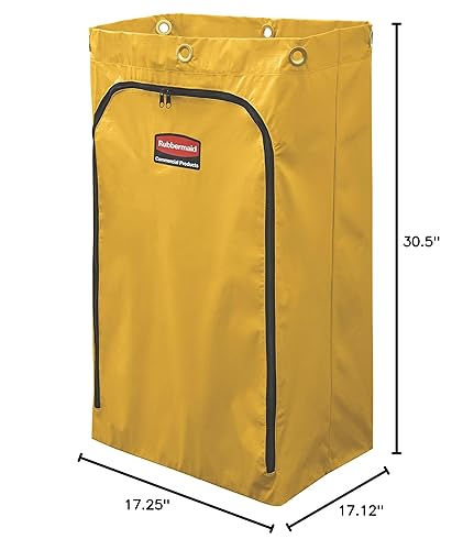 Miniatura 5 de Rubbermaid Commercial bolsa de carro de limpieza de gran capacidad, 34 galones, color amarillo, 1966881
