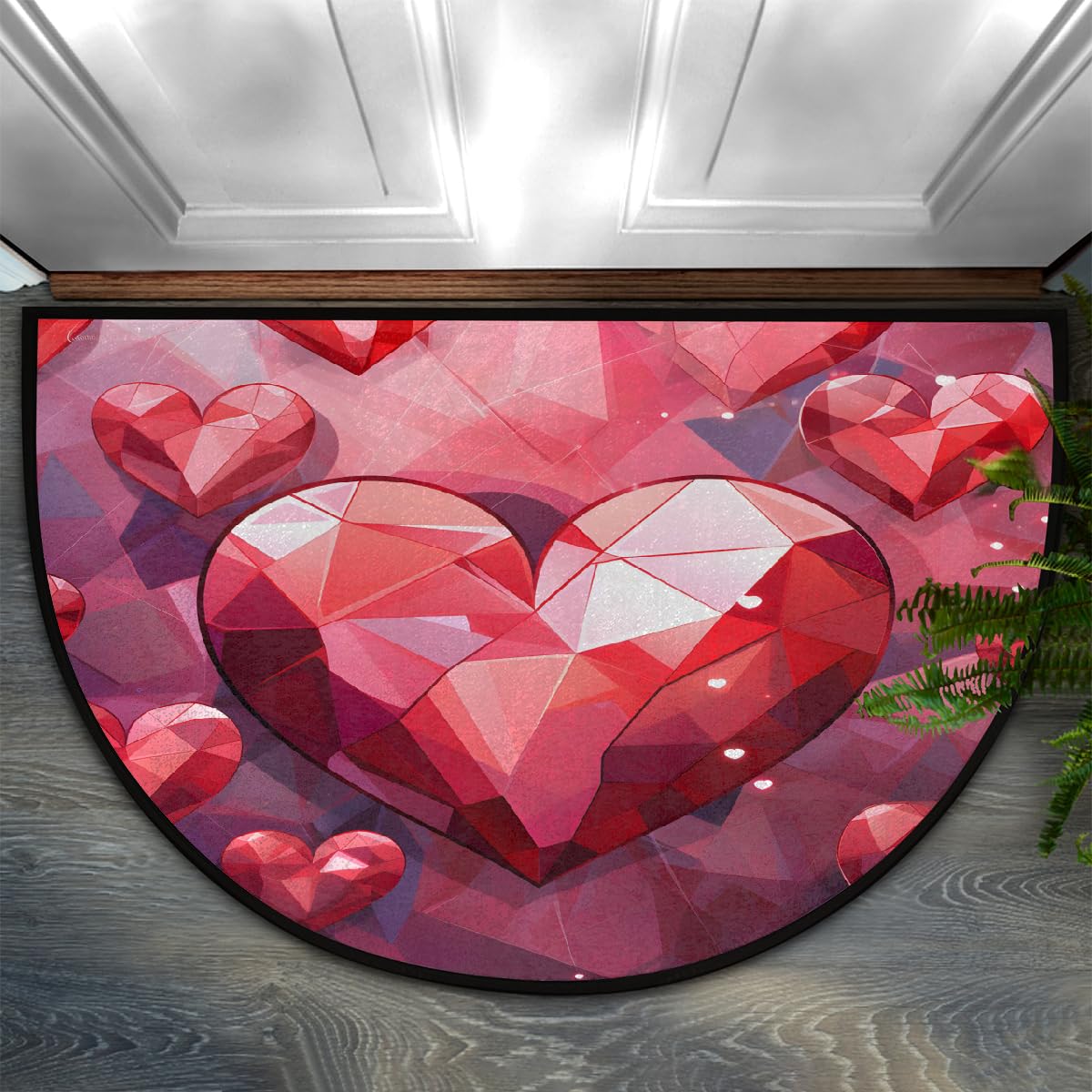 Paillasson demi-rond Saint-Valentin 58,4x91,4 cm | Cadeau idéal maison