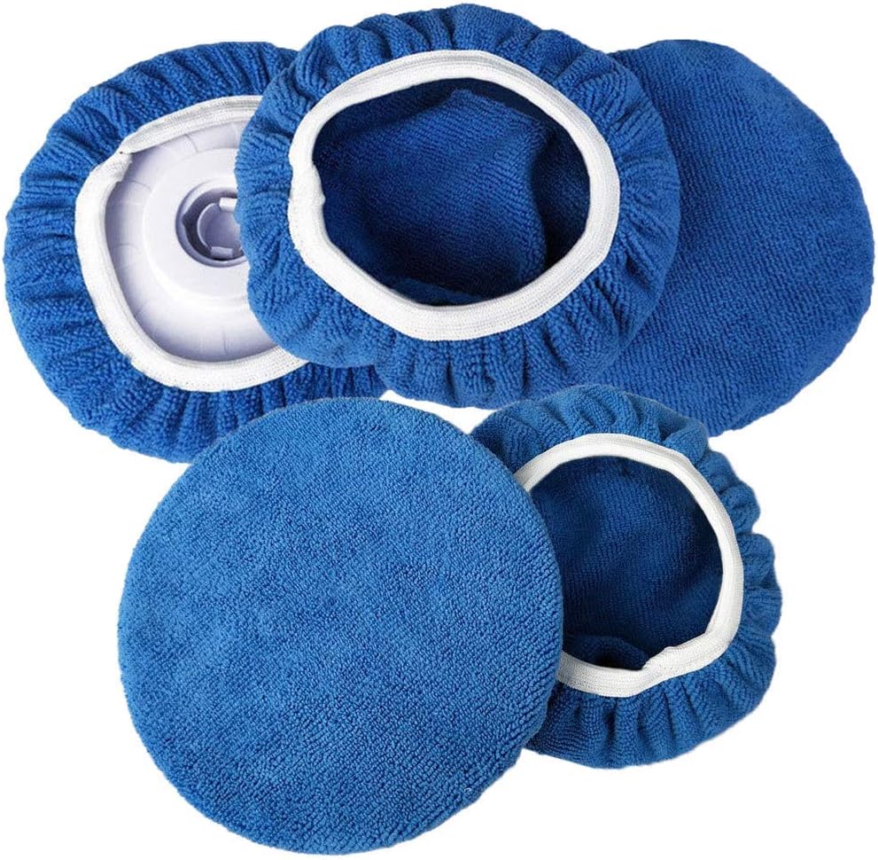 ZYTC Car Polishing Waxing Sleeve Polisher Pad Bonnet Microfiber Pad Soft Pack of 5 (Dark Blue, 9"-10")