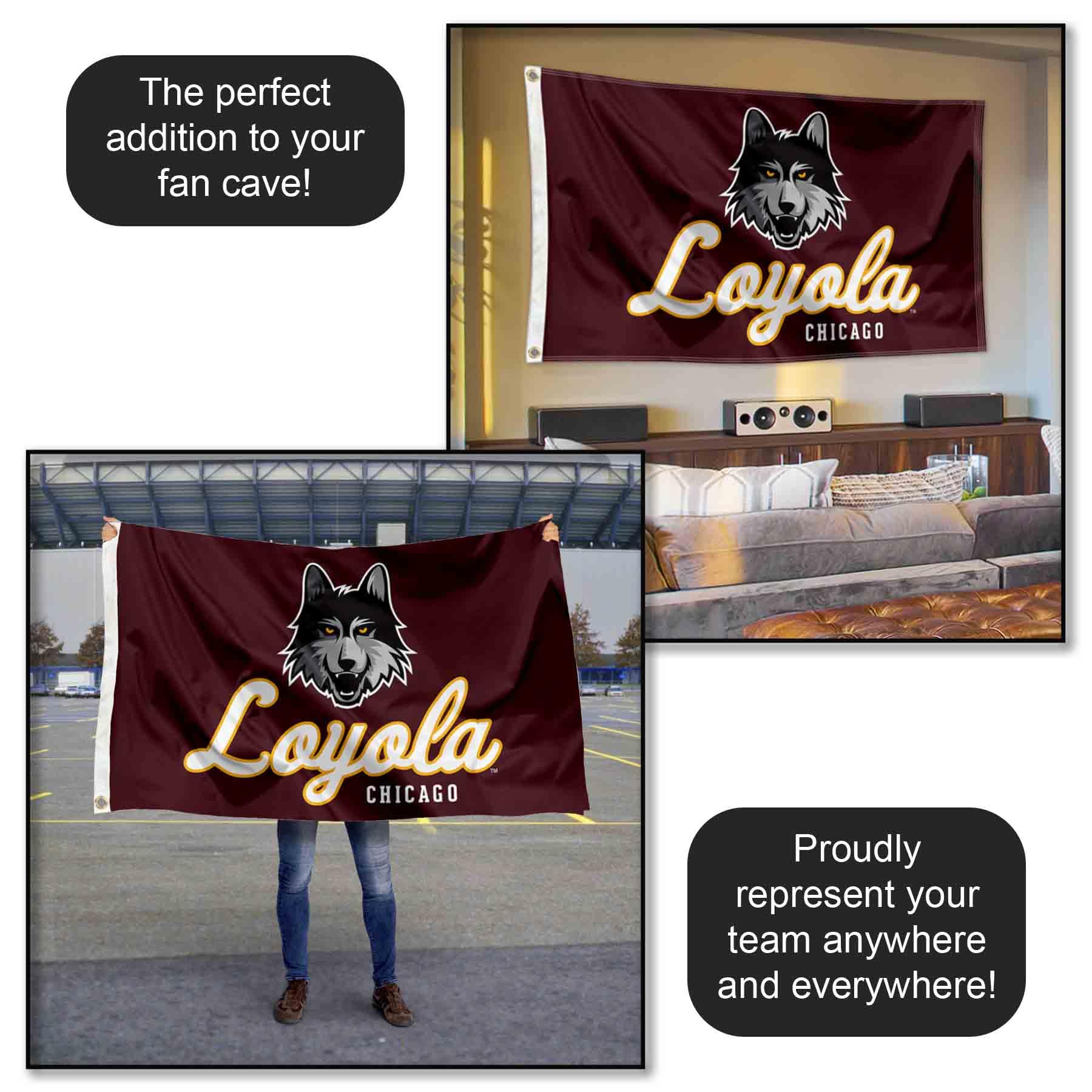 Loyola University Chicago Flag – Official LUC Ramblers 3x5 Ft Flag – Indoor & Outdoor Durable Polyester
