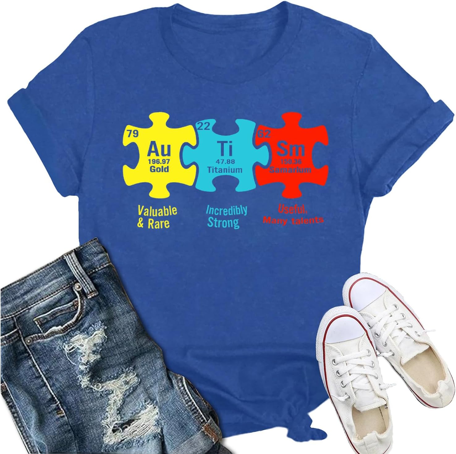 Autism Awareness Shirt for Women Autistic Support ASD T-Shirt Special Education Tee