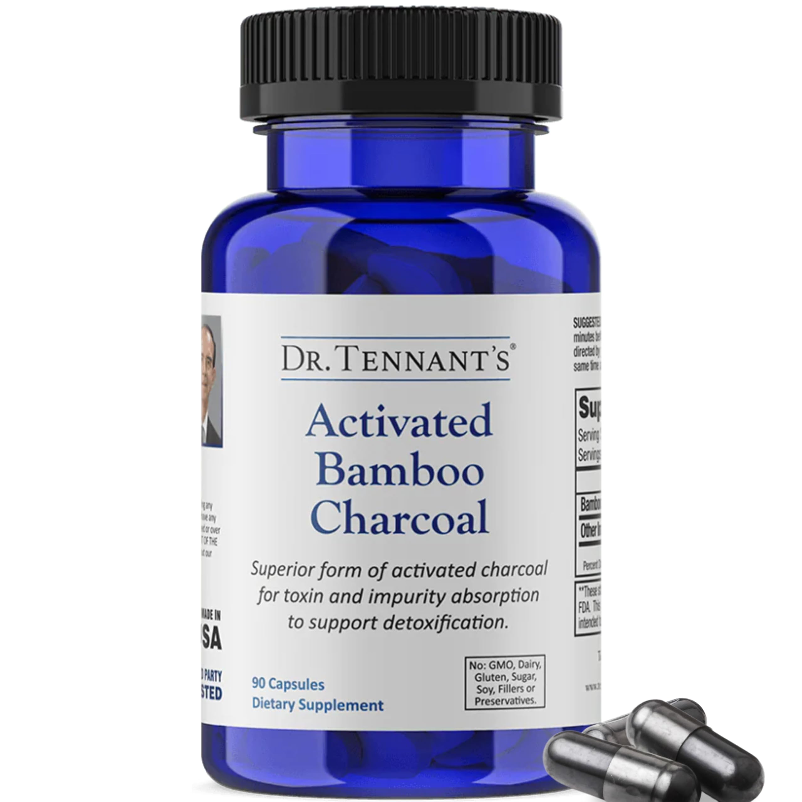 - Dr. Tennant's Activated Bamboo Charcoal | Coconut-Free Detox Supplement | Supports GI Tract Cleansing & Digestive Health | Cleaner Alternative to Standard Charcoals | 90 Capsules