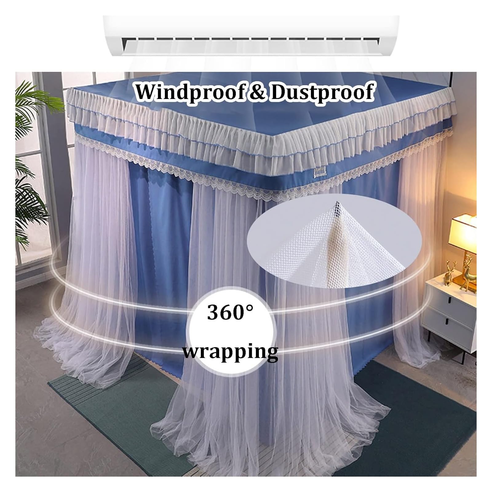 Moskitonetz Bett Doppelter Luxus-Betthimmel, Schlafzimmer-Moskitonetz-Bettvorhang(200x220x200cm)