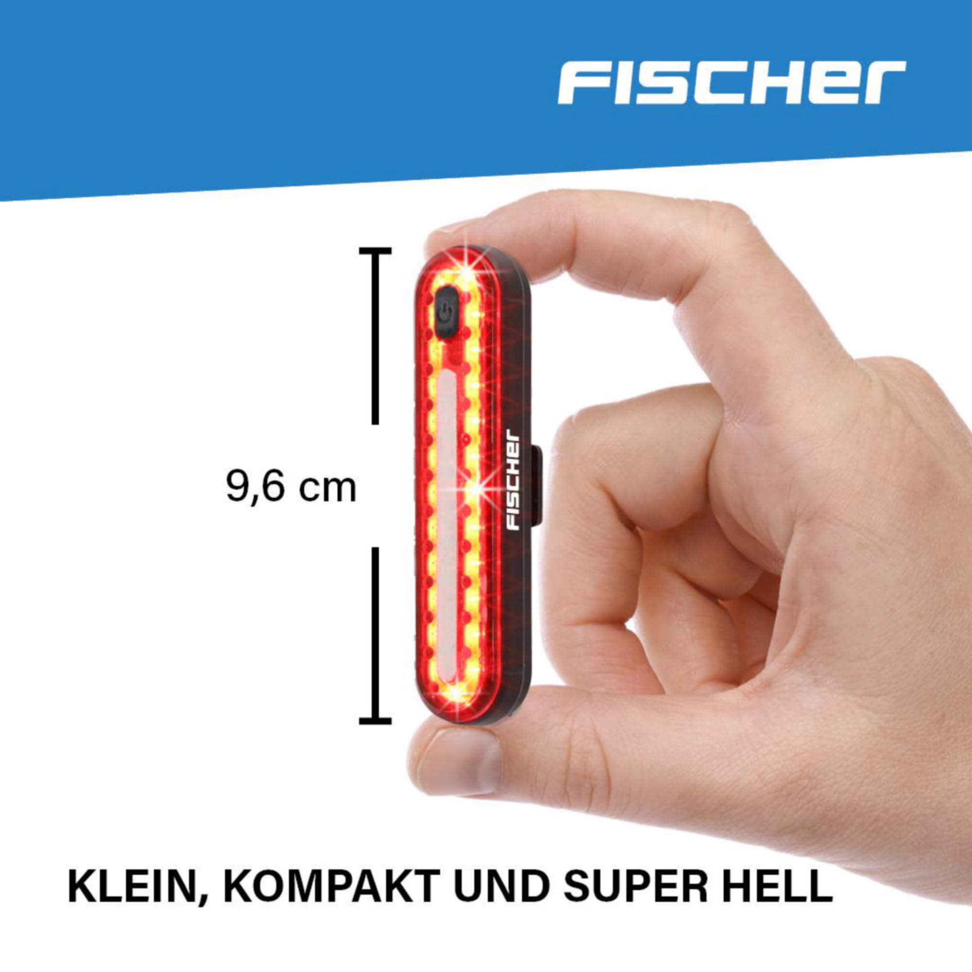 Fischer Juego de iluminación para Bicicleta 80/40/20 Lux, Juego de Luces de batería, luz Delantera y Trasera, con batería y función de Carga USB, 3 Funciones de luz, protección contra Salpicaduras