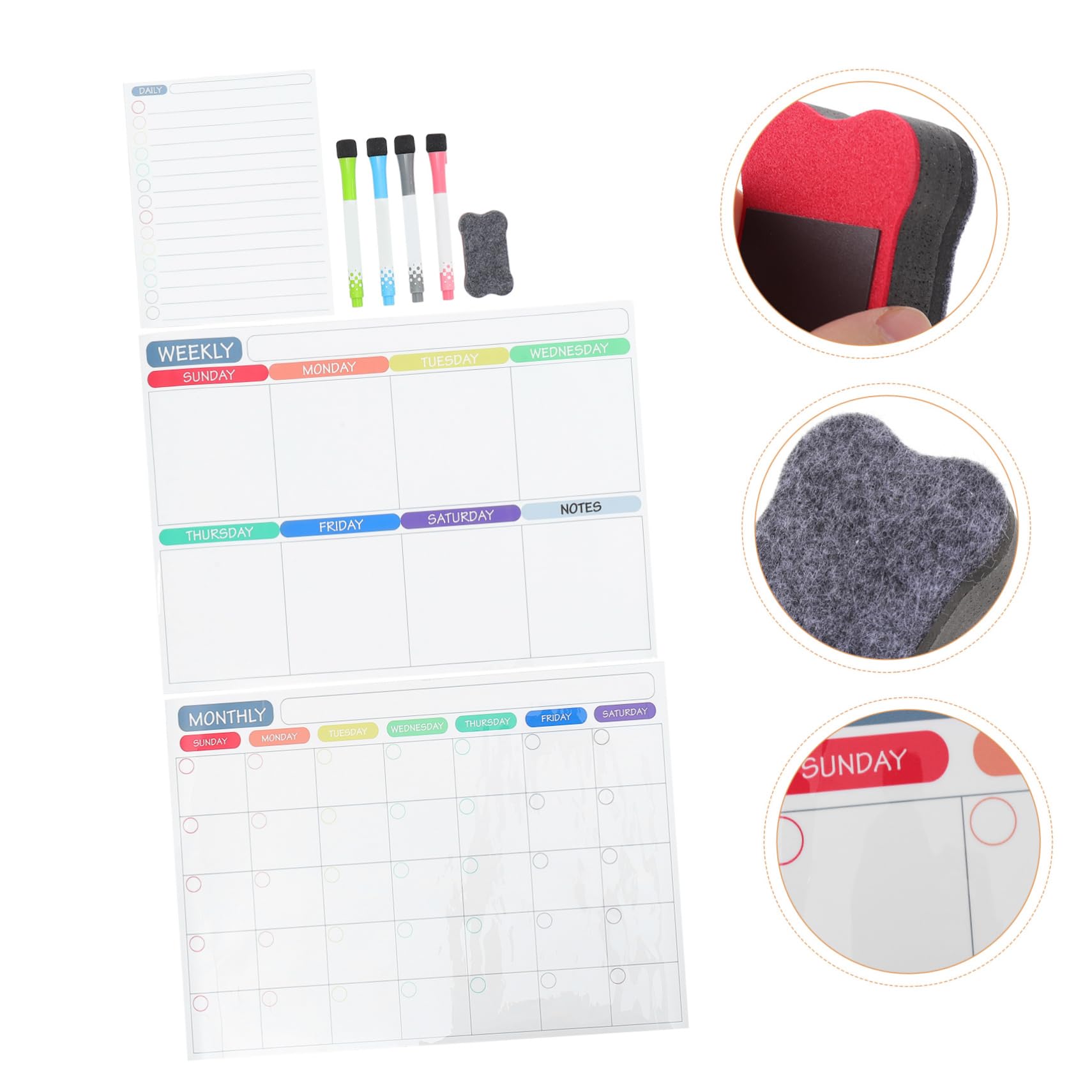 NUOBESTY 3 Set Di Adesivi Per Messaggi Da Frigorifero Magnete Settimanale Gomma Da Cancellare Marcatori Calendario Cucina Adesivi Per Unghie Programma Di Pianificazione