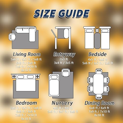 Miniatura 7 de Alfombra de los años 70 de 5 x 8 pulgadas, diseño de flores geniales para sala de estar y dormitorio, alfombra floral retro, lavable,