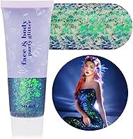 Vista 46 de MEICOLY Chameleón brillo blanco iridescente para el cuerpo, pintura de brillo para la cara de Halloween con temática de hielo para actuación aérea