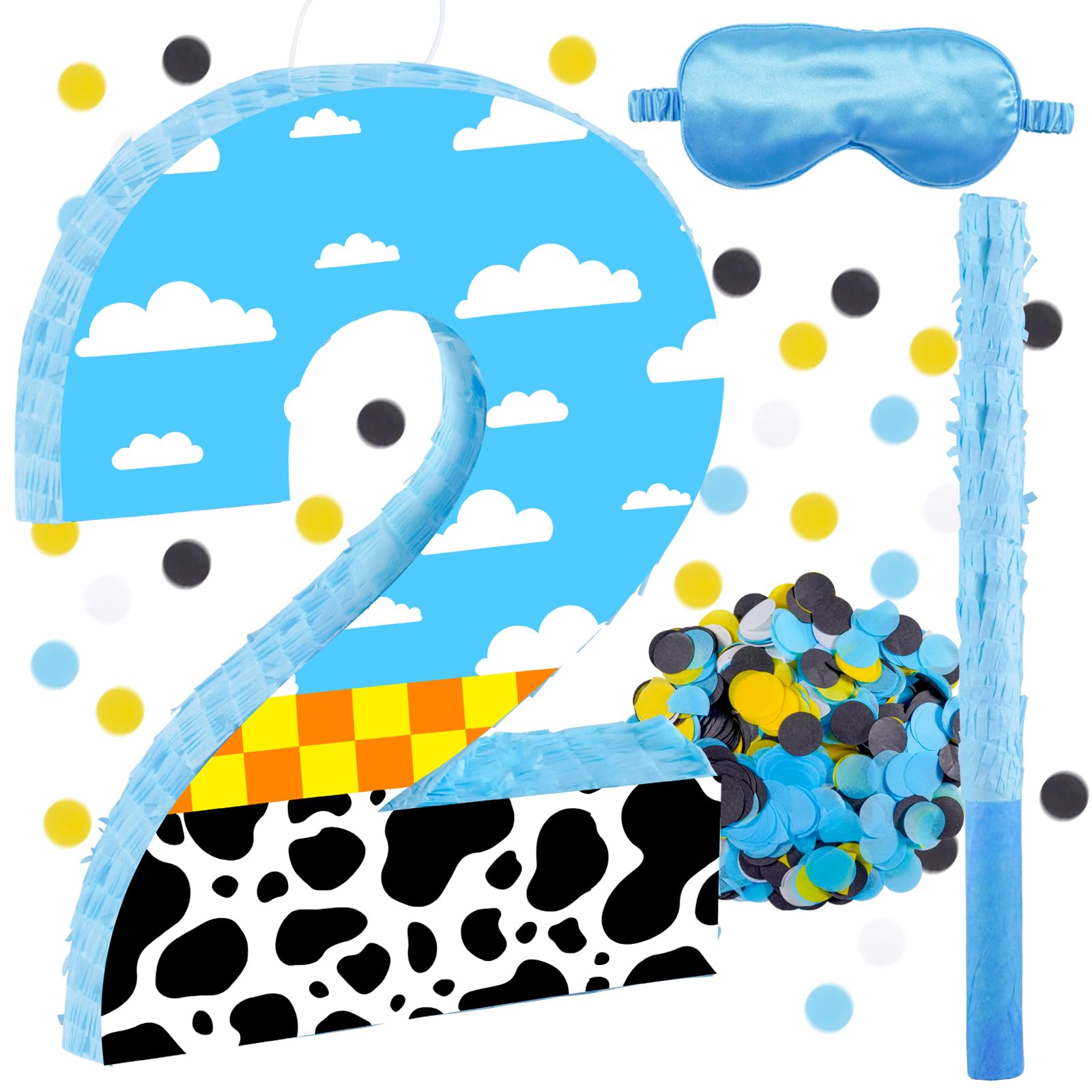 Photo 1 of 16 Inch Number 2 White Cloud Pinata with 16 Inch Piñata Stick Blindfold Confetti for Boy Girl Kids 2nd Birthday Party Decorations(2nd)