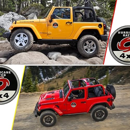 Miniatura 4 de Insignia de huracán emblema de automóvil, 4 x 4 de metal, insignias de metal 3D, emblemas redondos, calcomanías compatibles con vehículos Jeep