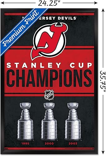 Miniatura 9 de Trends International NHL New Jersey Devils - Póster de pared de Champions 23, 14.72 x 22.37 pulgadas, versión enmarcada dorada