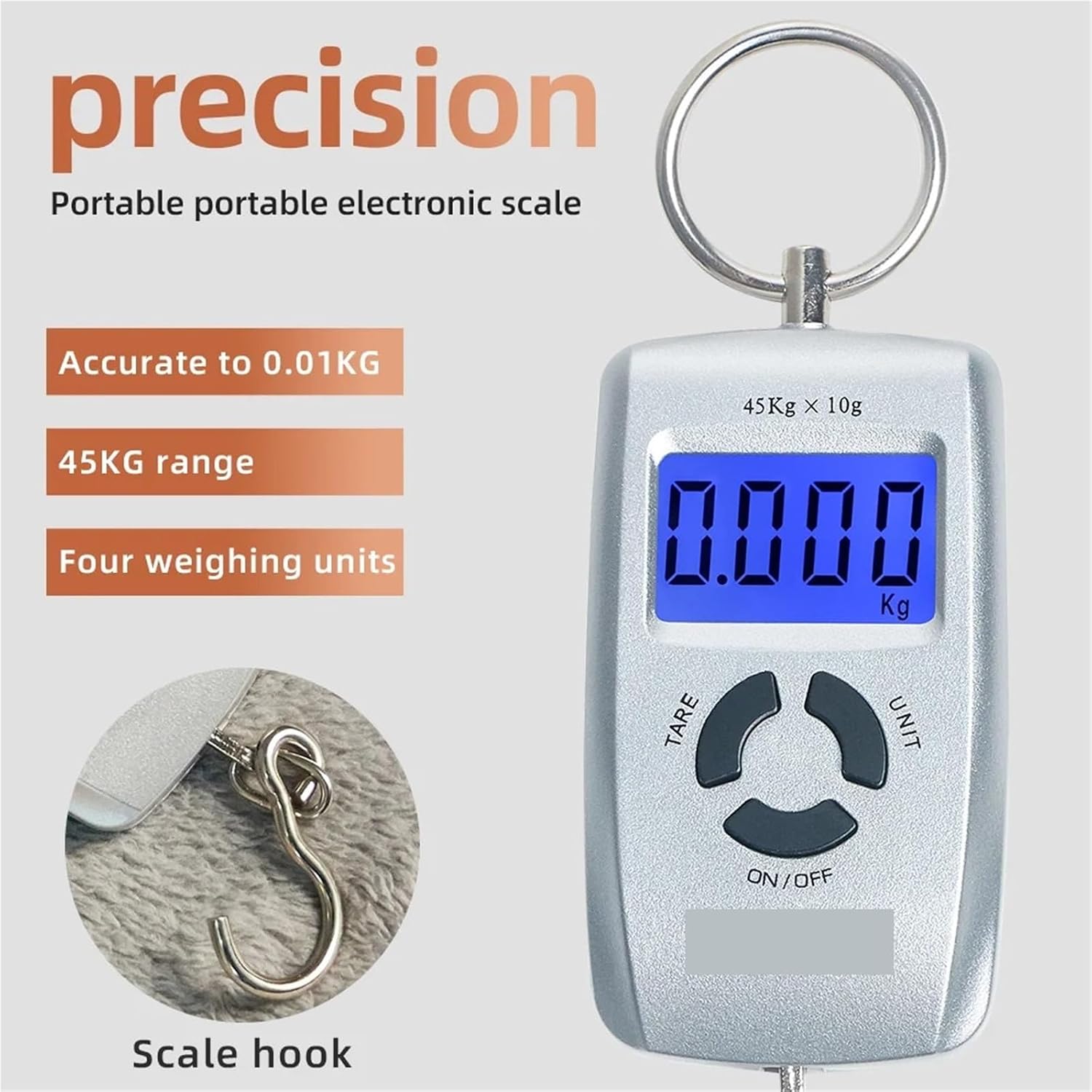 Luggage Scale, 4pcs 45kg/10g Portable Hanging Scale LCD Digital Luggage Suitcase Scale Handled Travel Baggage Bag Weighting Hook Scales(Silver)