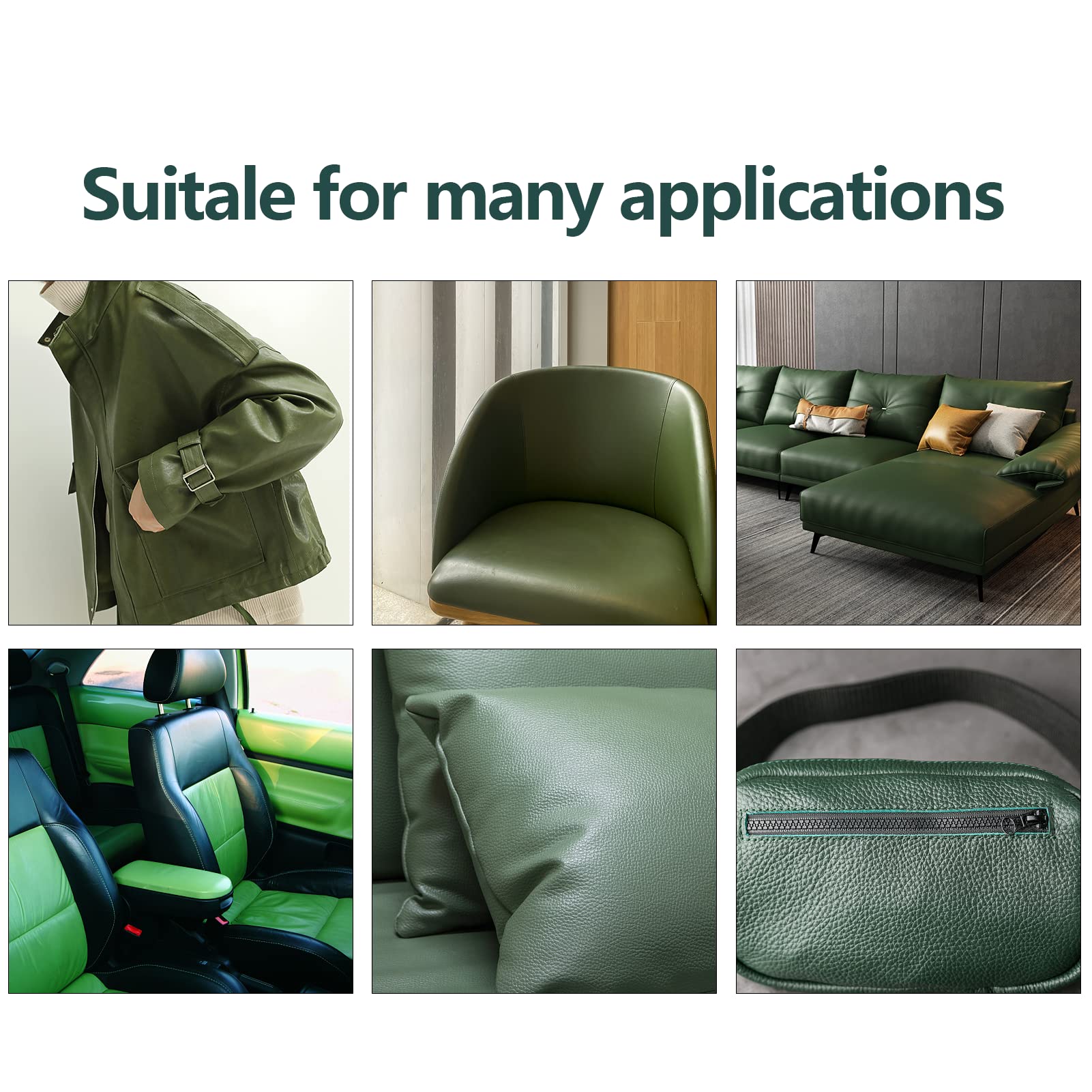 Patch Réparation Simili-cuir – Autocollant Vert Pour Canapé, Siège Auto, Meuble – Kit De Rénovation Invisible – 300x50 Cm