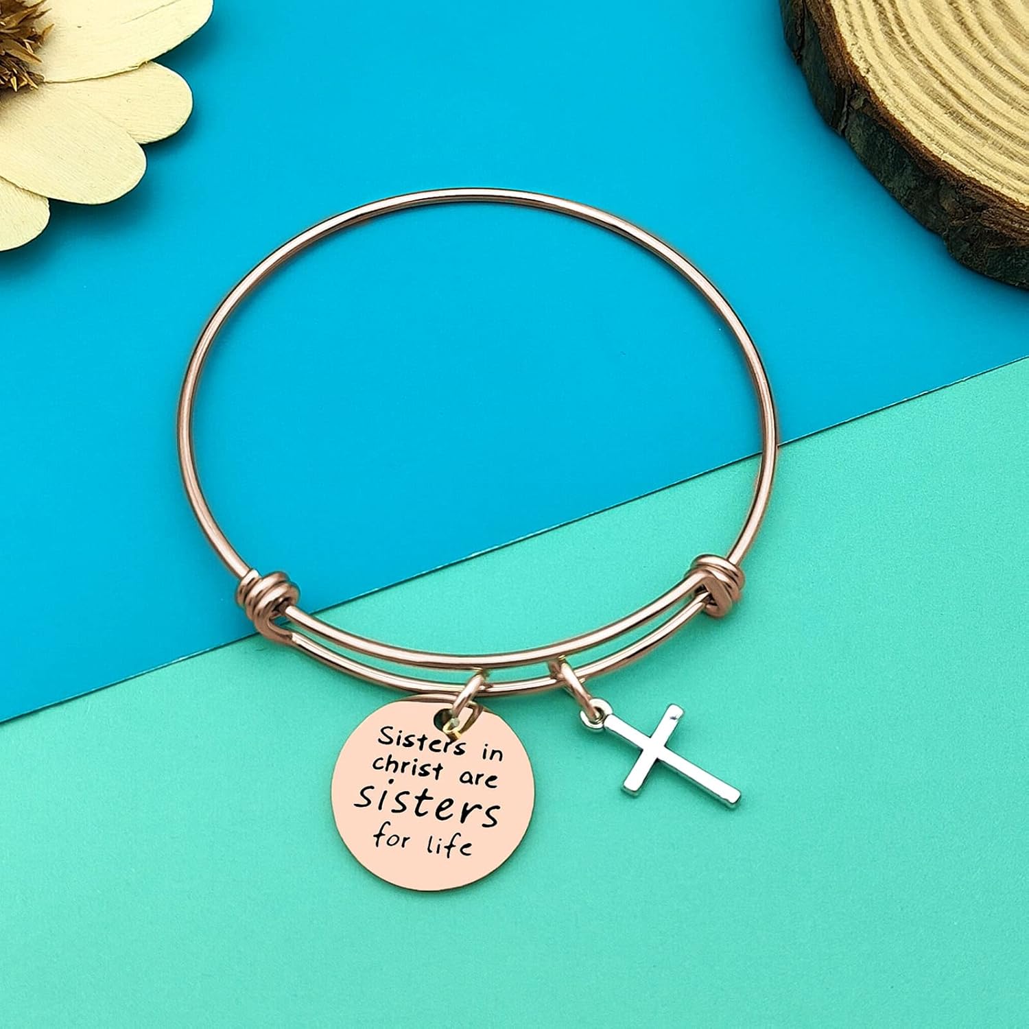 Dabihu Christian Sister Jewelry Religious Gifts for Women Friends Sisters in Christ Bracelet Friendship Bangle Faith Gifts Christian Sister Present Easter Christmas Graduation Birthday Present - Image 3