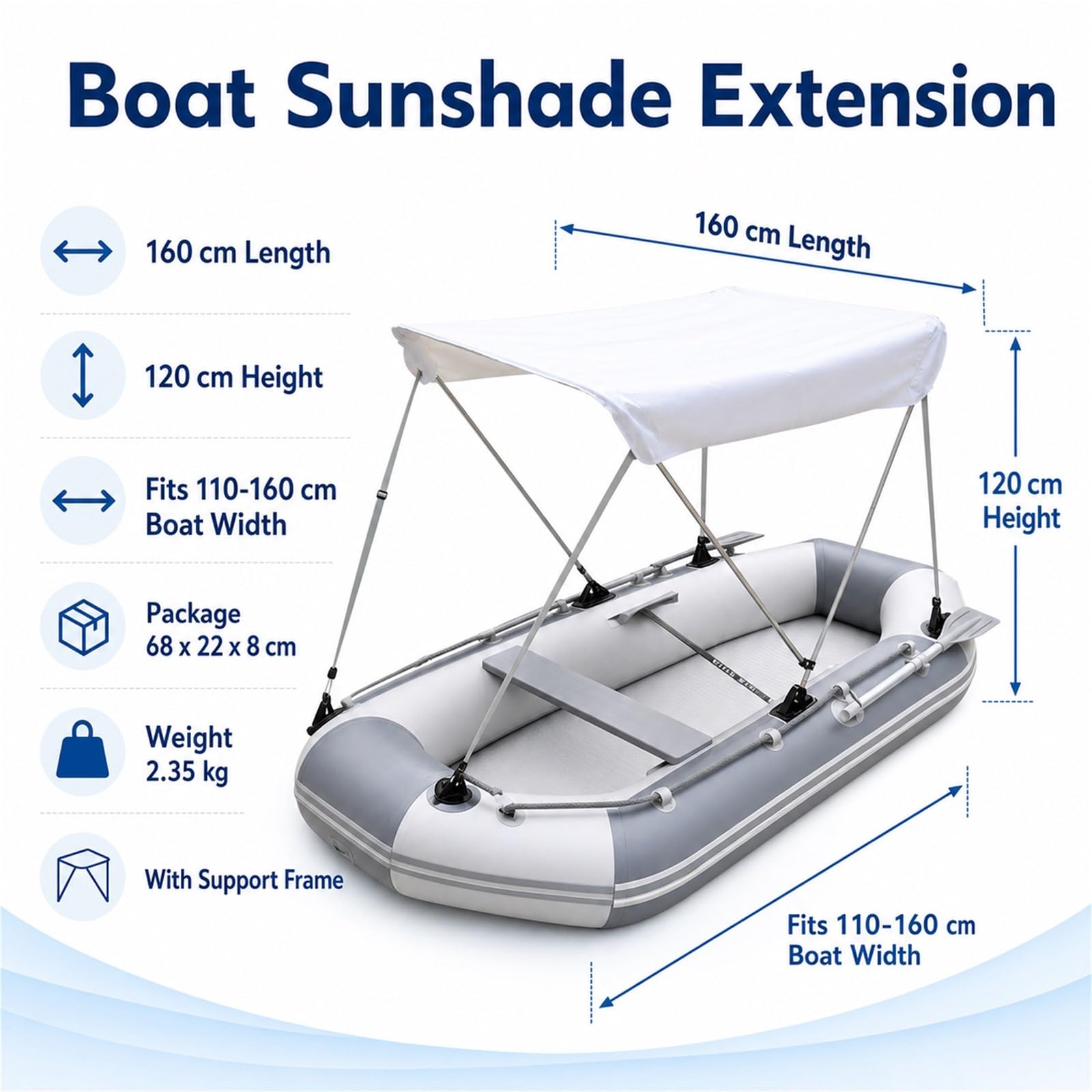 Tendalino per Prua,Tendalino Estensione Impermeabile,Estensione Parasole per Console Centrale Barca,Resistente Ai Raggi UV,per Yachts,Motoscafi E Barche da Pesca