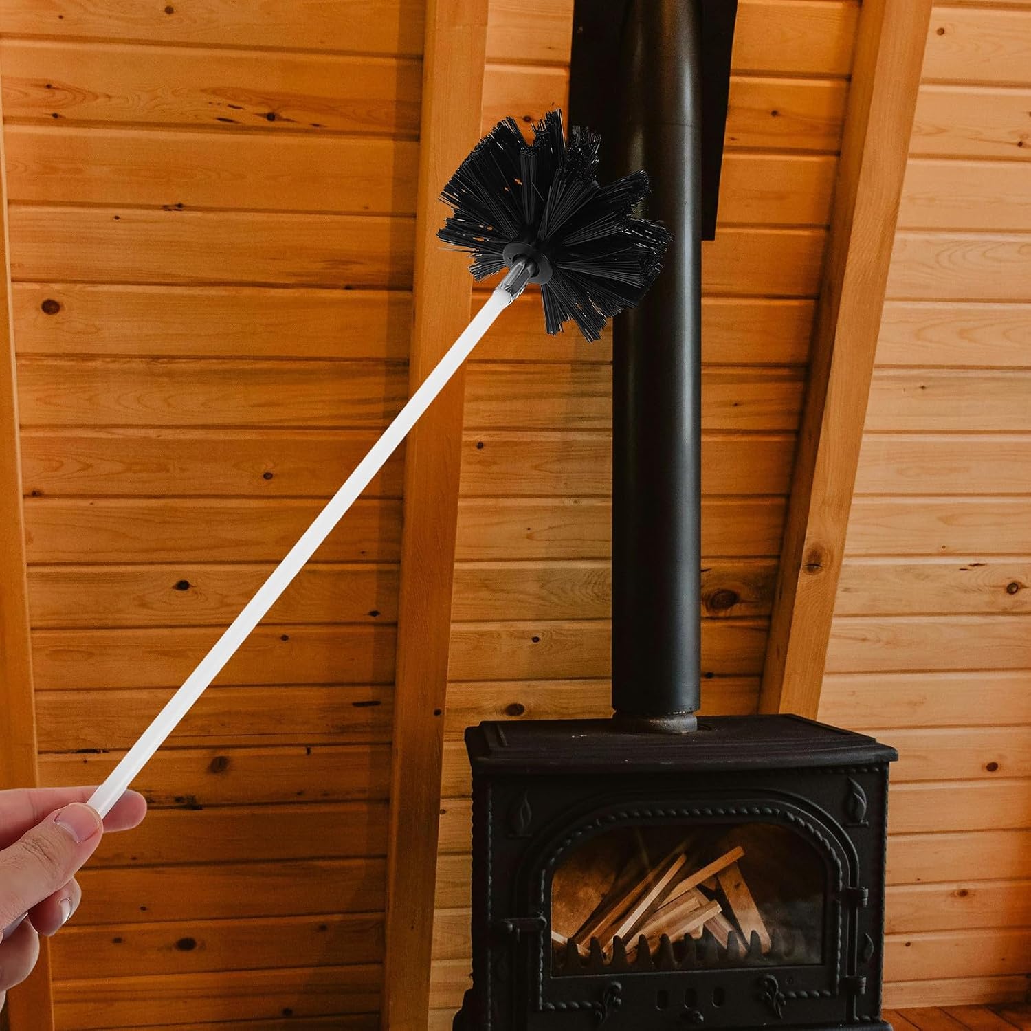 MAGICLULU Chimney Cleaning Brush Kit for Brush Heads 6", 4" Plastic Rods Stable Construction for Professional Chimney Cleaning Dryer Hose and Fireplace Kitchen Accessory Use