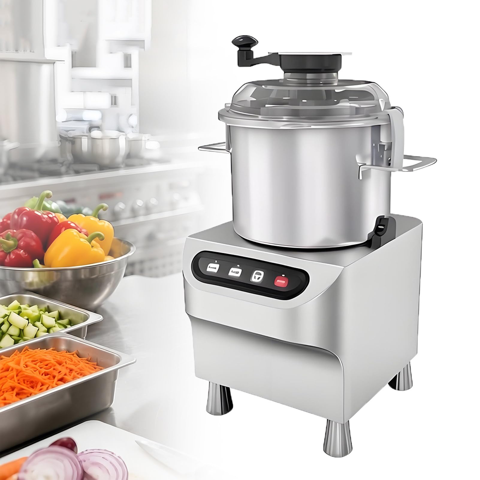 Picadora Eléctrica 3 en 1, Cortadora de Verduras Comercial 12L