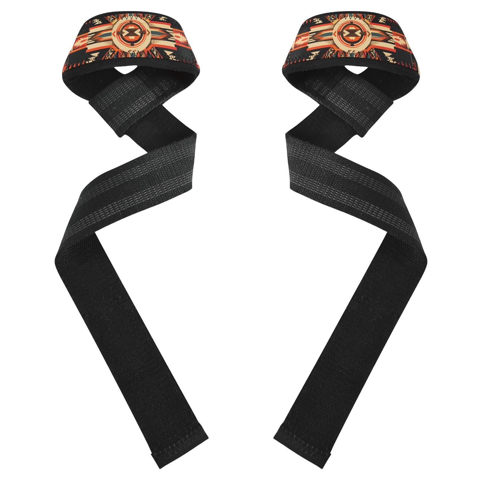 Nander Indian Navajo Cross and Arrow Wrist Straps for Weightlifting,Lifting Straps with Neoprene Cushioned Wrist Padded and Anti-Skid Silicone for Strength Training,Bodybuilding,Deadlifting