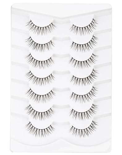 Miniatura 14 de Onlyall Pestañas postizas Wispy 1 para un aspecto natural y acampanado, pestañas suaves y esponjosas, negras, 7 pares D-K06