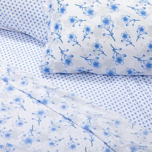 Miniatura 7 de ARTALL Juego de sábanas de 4 piezas con estampado floral, sábanas de microfibra suave para todas las estaciones, incluye 2 fundas de almohada, 1