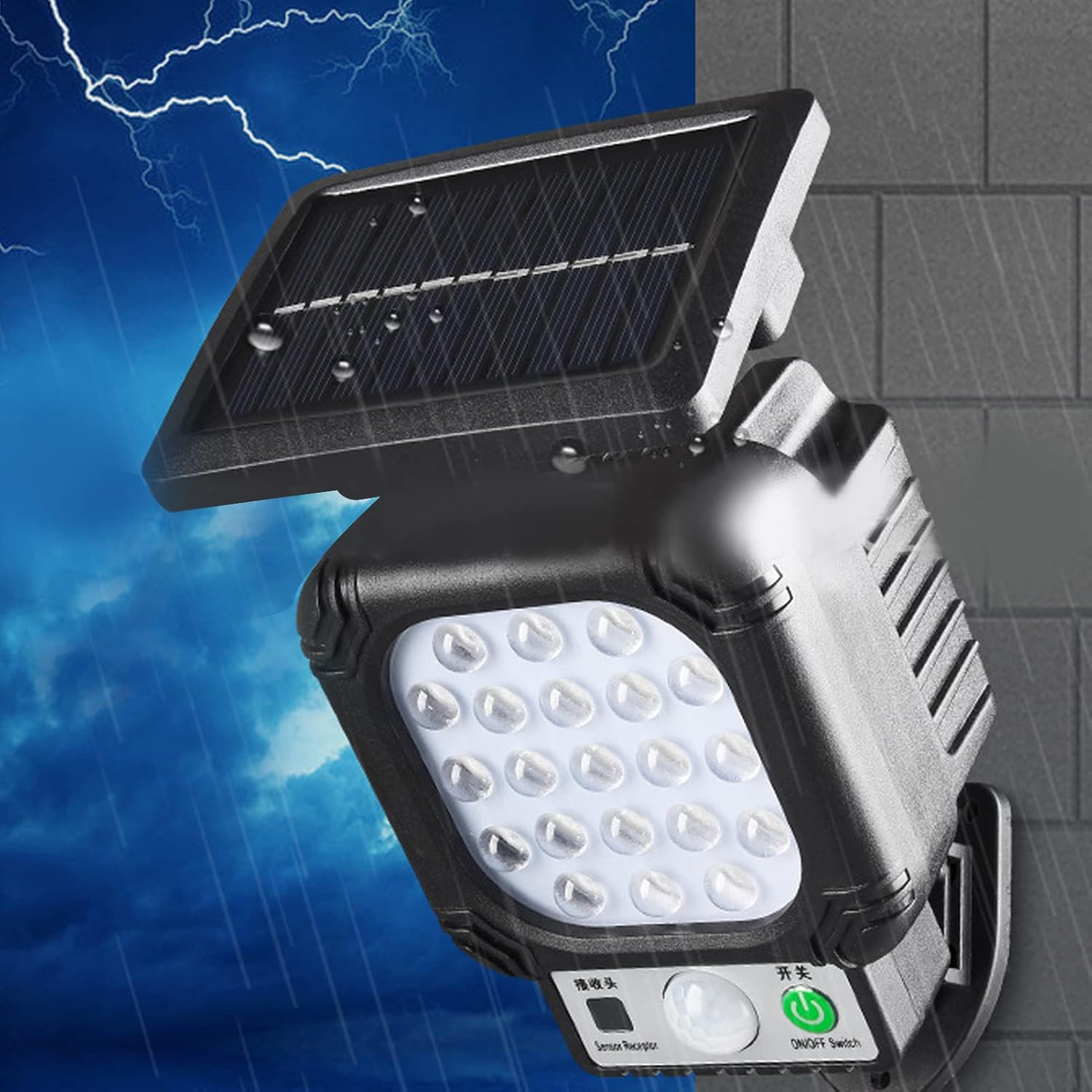 Hilitand Solar Outdoor Lights, Security Solar Motion Sensor Outdoor Lights 21 LED with 16.4ft Cable for Balcony, Patio, Garage, Porch, Garden