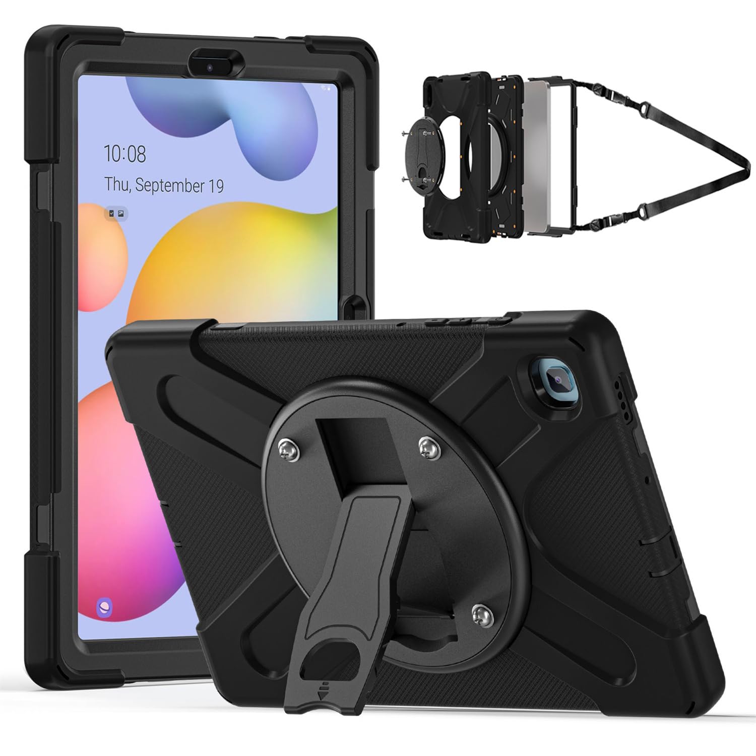 Coque silicone Poco Pad 12.1 antichoc avec support 360 et sangle JZ - 8