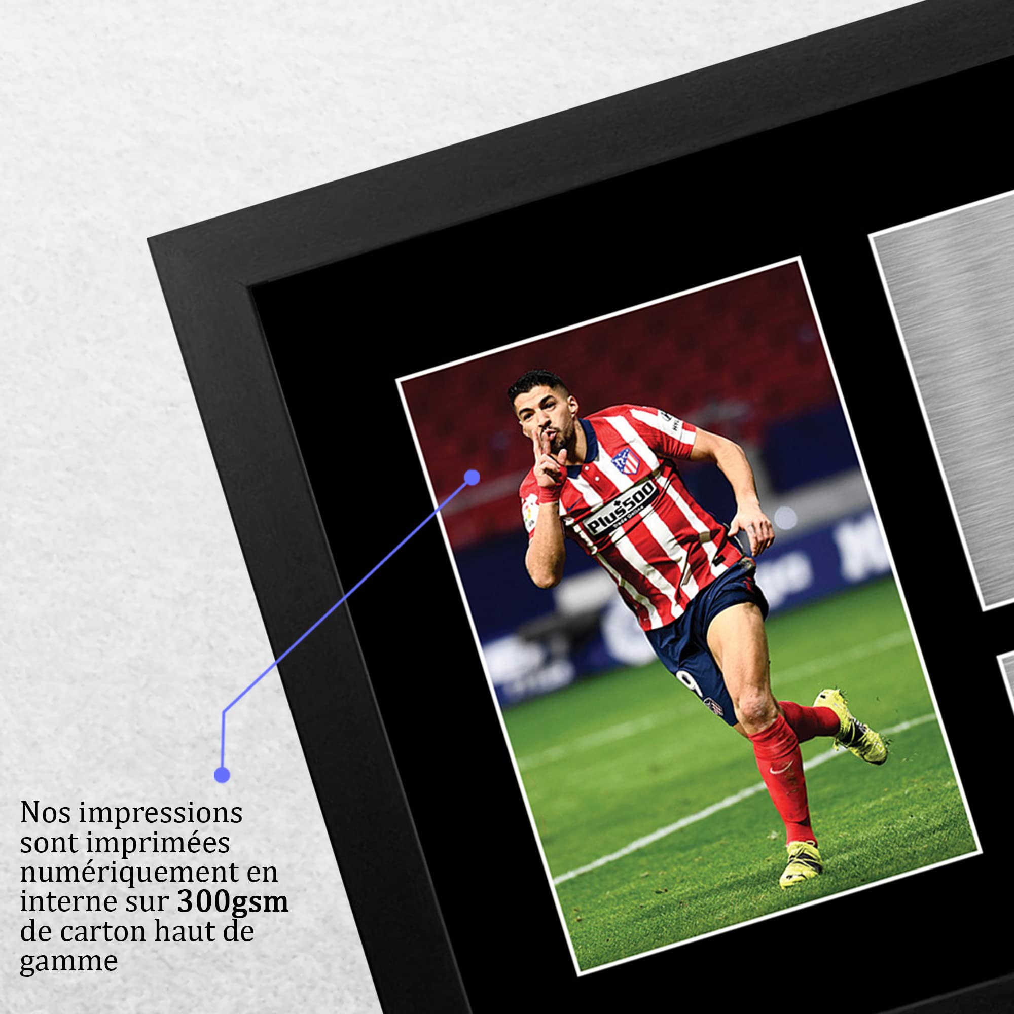 Photo Encadrée Luis Suarez Atletico Madrid – A4, Autographe Imprimé, Cadre Noir, Cadeau Fan Football