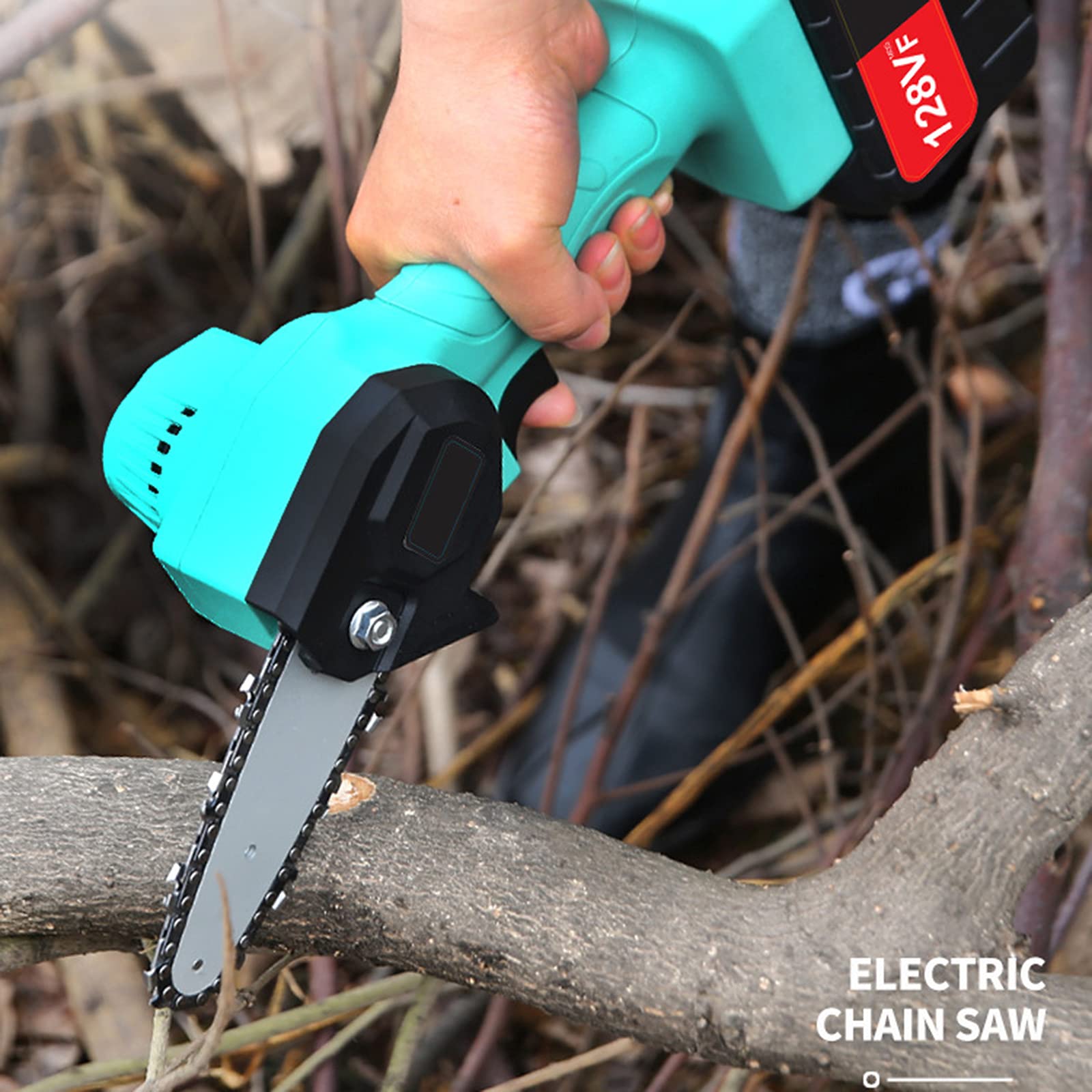 Minimotosierra portátil inalámbrica, Motosierra Eléctrica Recargable, Motosierra bateria, Velocidad de Corte Ajustable, para Cortar Madera y Metal