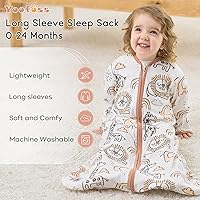 Vista 2 de Yoofoss - Saco de dormir para bebé de 0 a 6 meses, manta de manga larga para bebé, 100% algodón, TOG 0.5, cremallera de 2 vías, saco de dormir