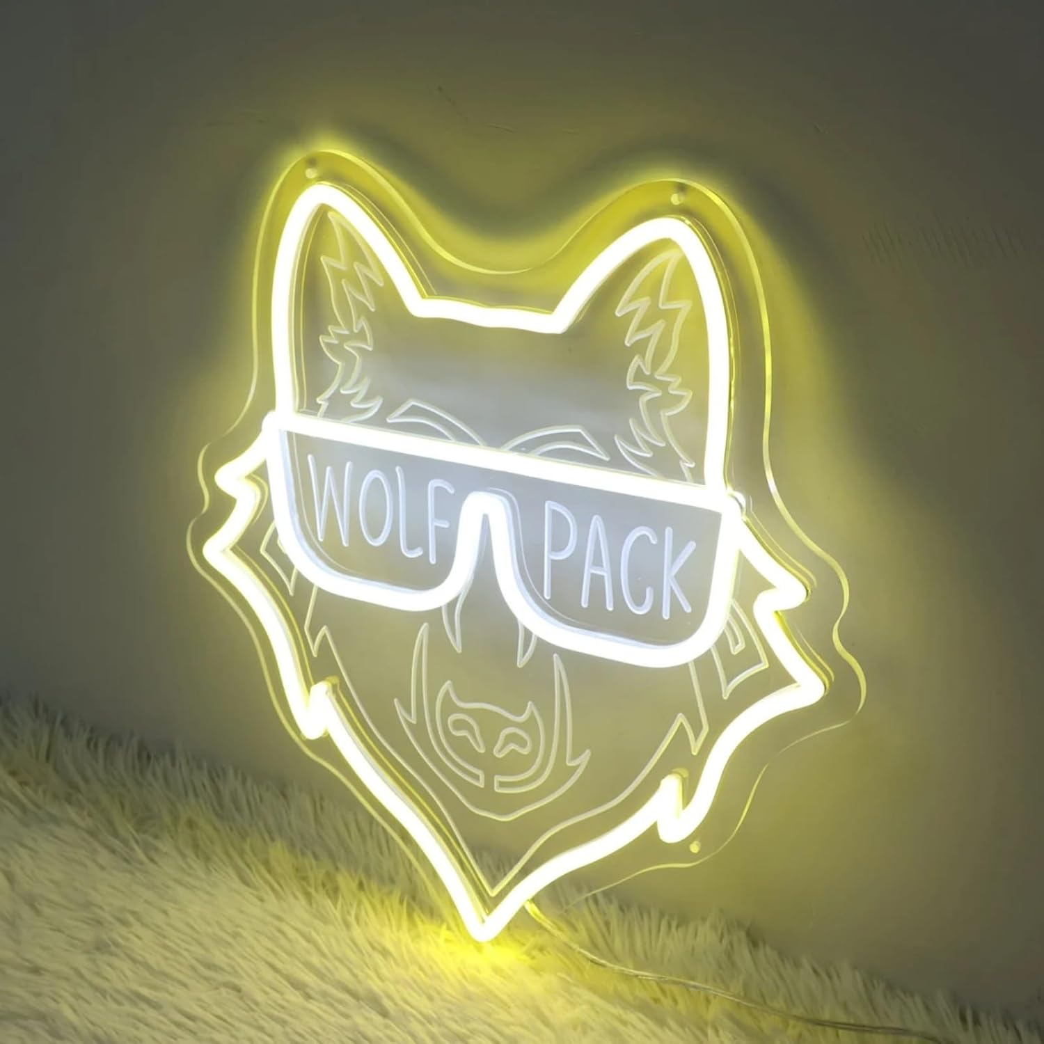 ウルフパックファミリーネオンサイン、野生動物の誕生日ギフト、家族の再会LEDライト、動物愛好家の装飾、オオカミの恋人へのギフト、36