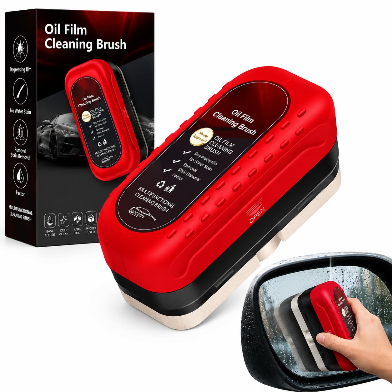 Oil Film Cleaning Brush for Car Windshield, Rain Visibility Car Glass Oil Film Remover, Windshield Cleaner Tool, Glass Cleaning Brush, Automotive Glass Cleaner for Mirrors & Windshields-image-6