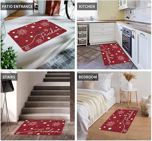 Vista 301 de Tapete de Feliz Navidad, tapete antideslizante para puerta delantera, baño, cocina, dormitorio, patio, entrada, 16 x 24 pulgadas, rojo, negro y verde