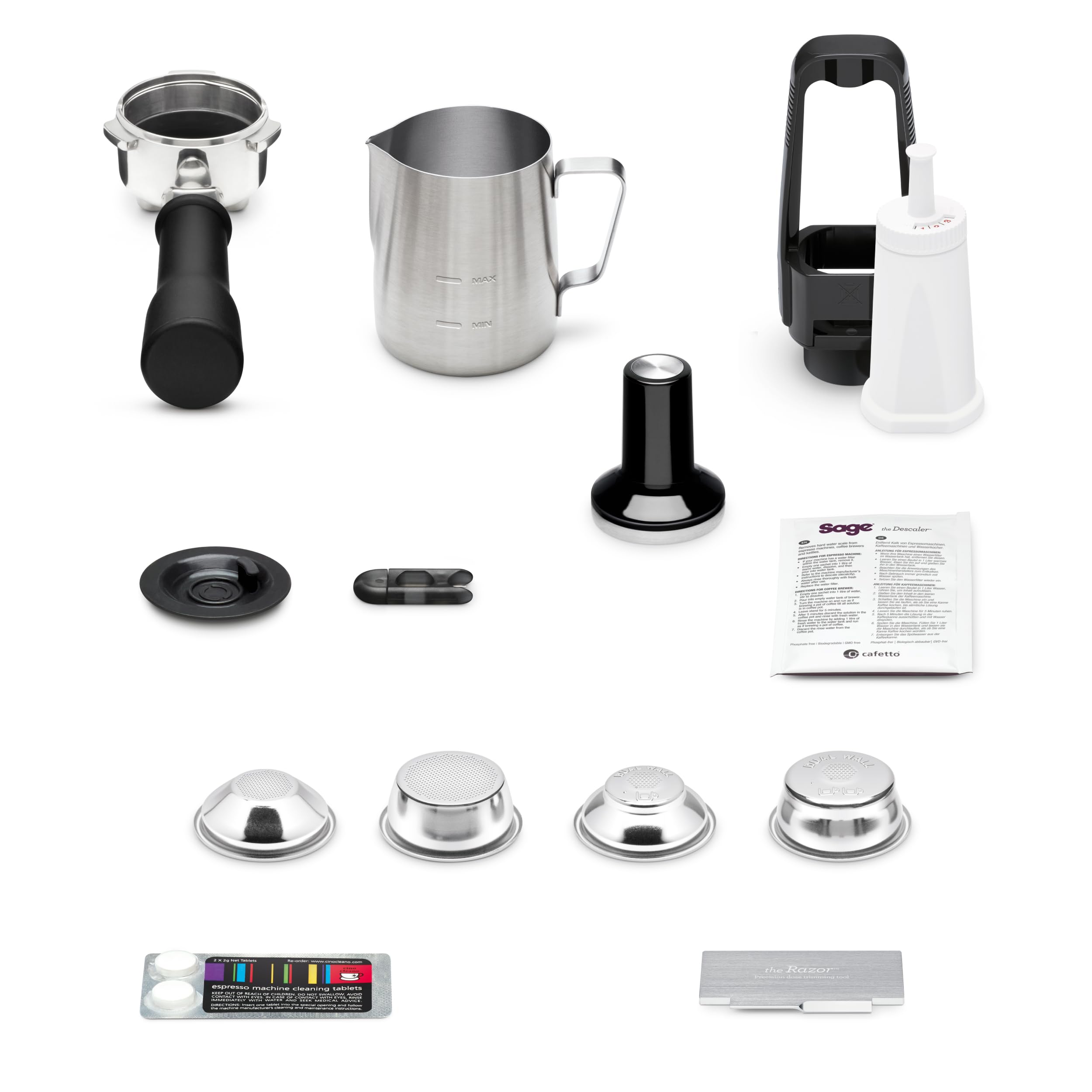 Sage - The Bambino Plus - Kompakte Kaffeemaschine mit automatischem Milchaufschäumer - 9 Bar, 1,9 l Wassertank - Siebträgermaschine - 3 Einstellungen für Textur & Temperatur - Schwarzer Edelstahl
