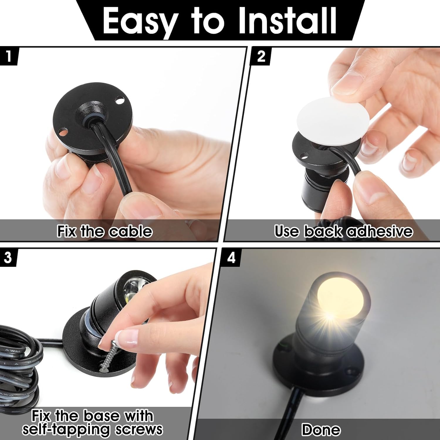 12pcs Warm White Mini LED Spot Lights, 3000K Under Cabinet Lights, Mini Spotlights Display Light for Painting Picture Plants Jewelry Showcase Model Display Shelves ,Pushbutton Switches,U.S. Plugs