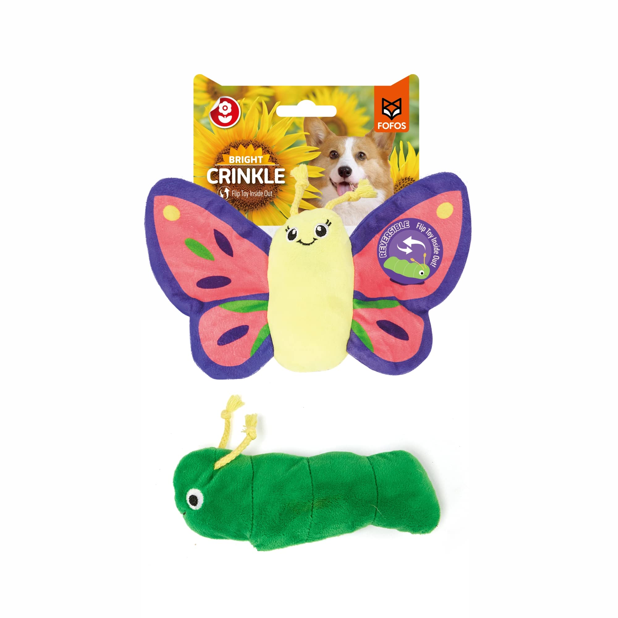 BarkButler x Fofos Butterfly-Caterpillar Reversible Dog Plush Toy, Multicolor|X-Small - Small (0-10kg) Crinkle Paper Inside|Rope Ears|for All Dog Breeds|Play, Chew, Fetch (B0BNJ4VF8J) Amazon Price History, Amazon Price Tracker