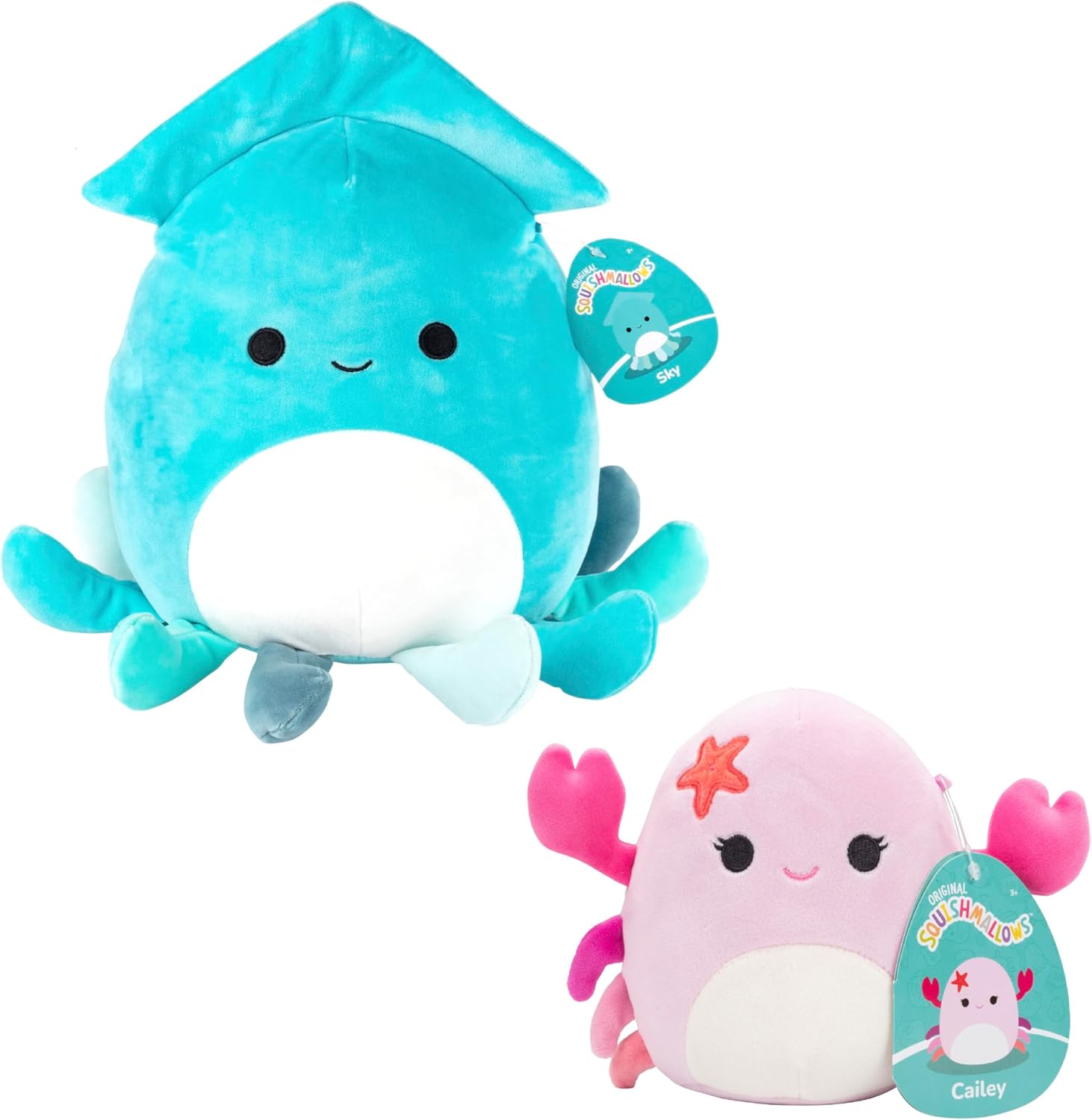 Squishmallows 5" Bull Dog & 10" Border Collie 2-Squish Puppy Dog Value Pack - Get Two Official Jazwares Plush for Less - Collectible Soft Squishy Stuffed Animal Toy Gift Set for Kids, Girls & Boys